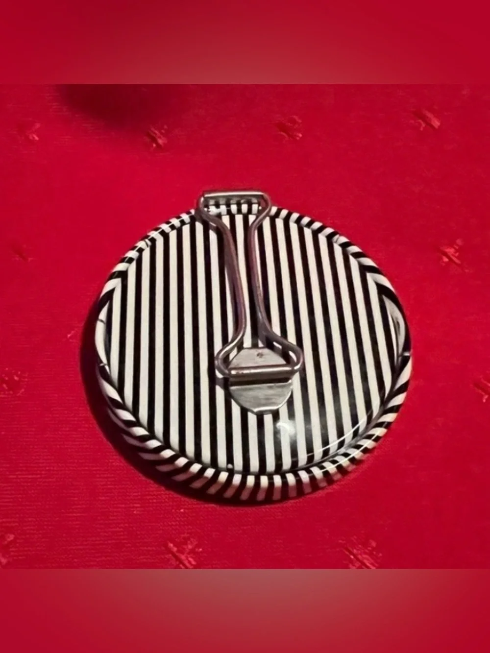 Rare Vintage made in Germany Striped Black and White Pocket Mirror